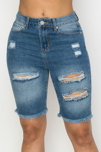 Distressed Denim Shorts Bermuda