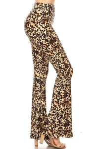 Bell Bottom Leggings Brown Leopard - London Poppy Store