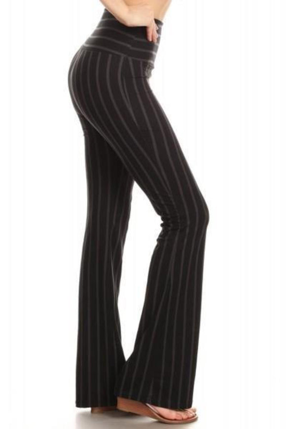 Bell Bottom Leggings Black Pin Stripe - London Poppy Store