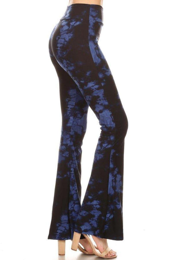 Bell Bottom Leggings Blue Tie Dye - London Poppy Store