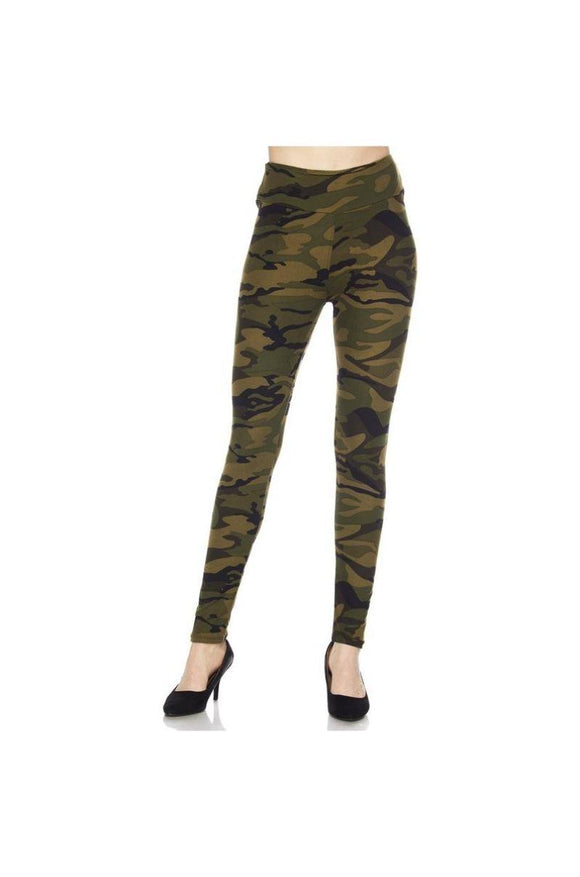 Buttery Soft One Size Printed Leggings Green Camoflauge - London Poppy Store