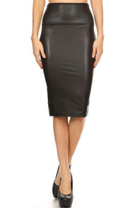 Faux Leather Pencil Skirt Black - London Poppy Store