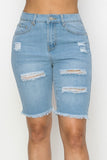 Distressed Denim Shorts Bermuda