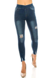 Denim Distressed Jeggings Medium Blue - London Poppy Store