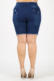 Plus Size Distressed Denim Shorts