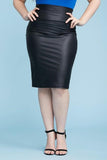 Faux Leather Pencil Skirt Black - London Poppy Store