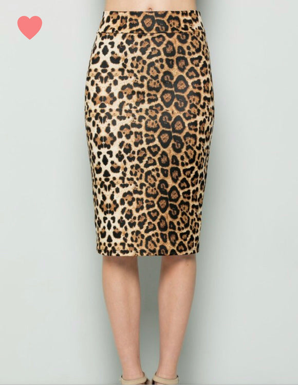 Leopard Pencil Skirt Black