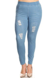 Denim Distressed Jeggings Light Blue - London Poppy Store