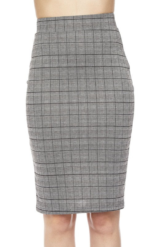 Plaid Pencil Skirt Black & White