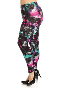 Buttery Soft One Size Printed Leggings Purple Clouds - London Poppy Store
